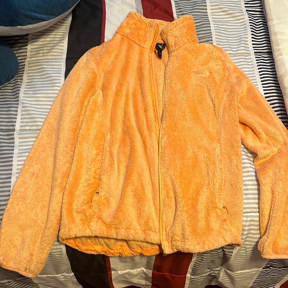 Light Orange Fuzzy Northface Jacket
